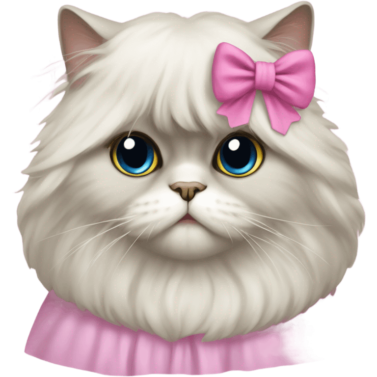 Persian cat with pink bow and robe  emoji