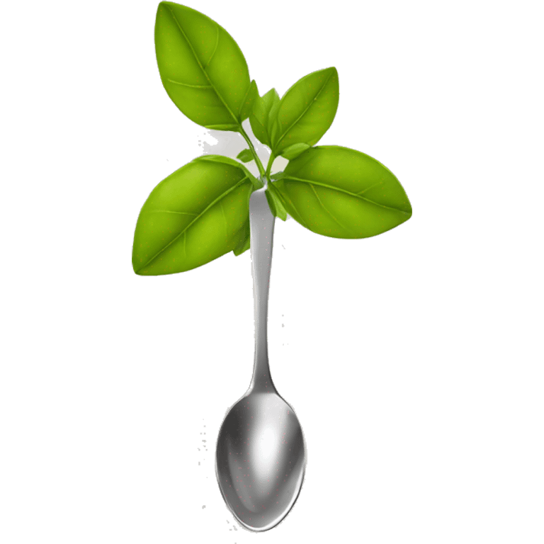  spoon with tea leaf emoji