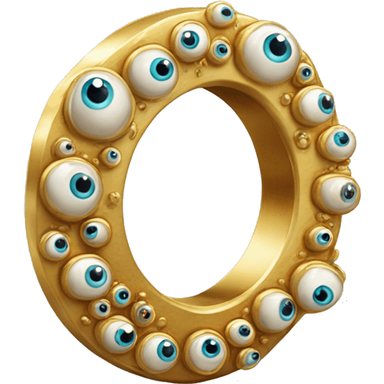 very thin gold ring studded with eyeballs emoji