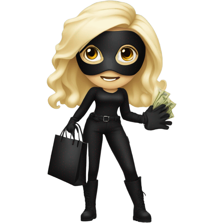 White blonde girl dressed as a burglar  emoji