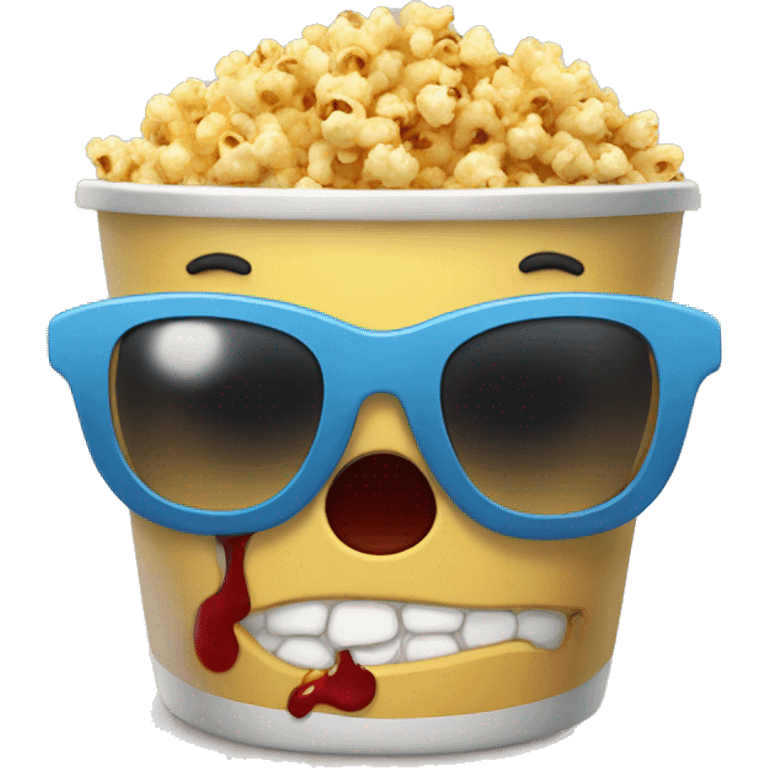 blood cry popcorn with sun glasses emoji