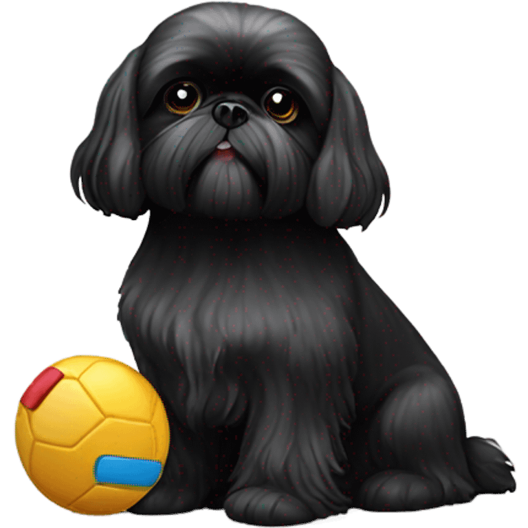 Black Shih Tzu with toy emoji