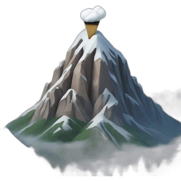 Mountain with a thootbrush emoji