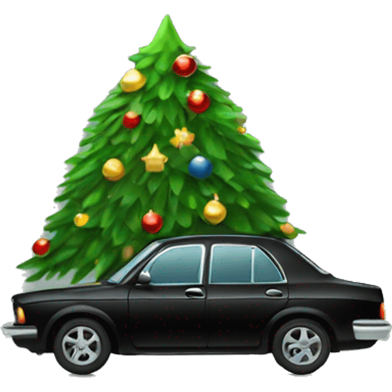 Christmas black car with Christmas tree emoji