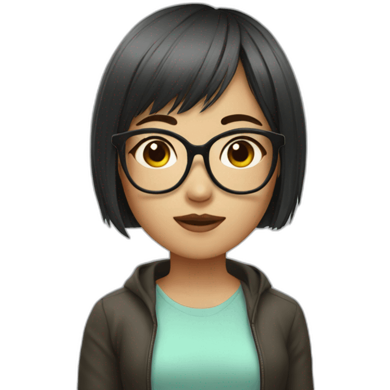 wearing glasses,bangs,Chinese girl,short hair emoji