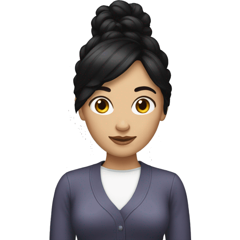 white woman black hair emoji