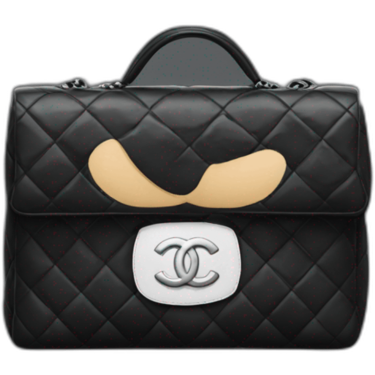 man wearing black classic chanel bag emoji