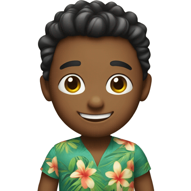 A cute boy smiling in Hawaii emoji