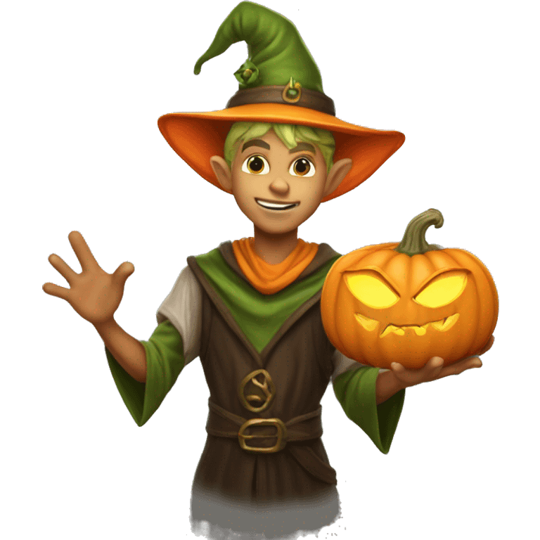 pumkin elf male casting a spell emoji