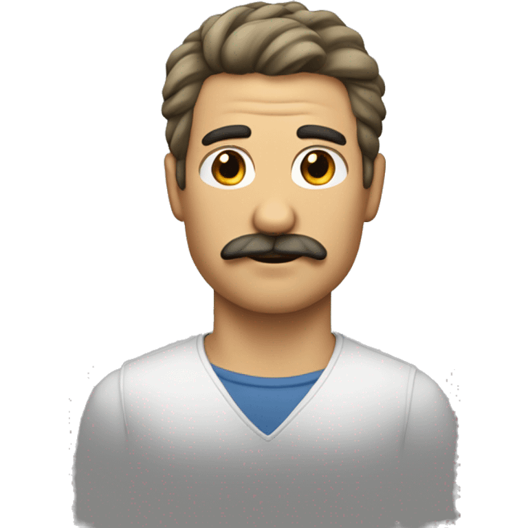 man with back hair, and an small black rectangular mustach emoji