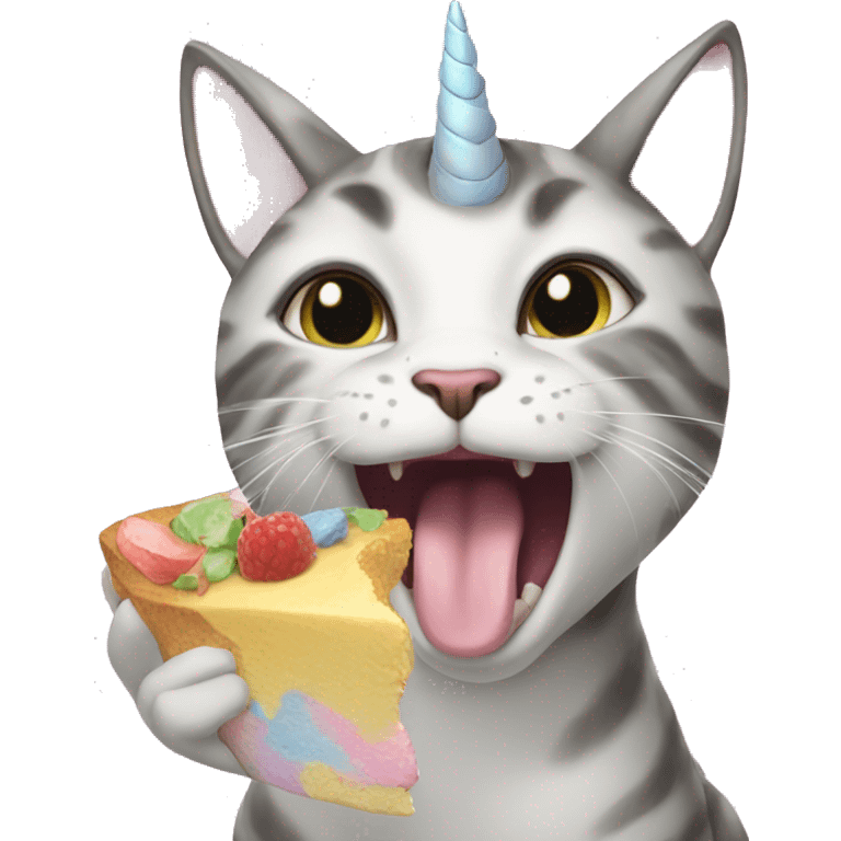 Cat eating a unicorn emoji