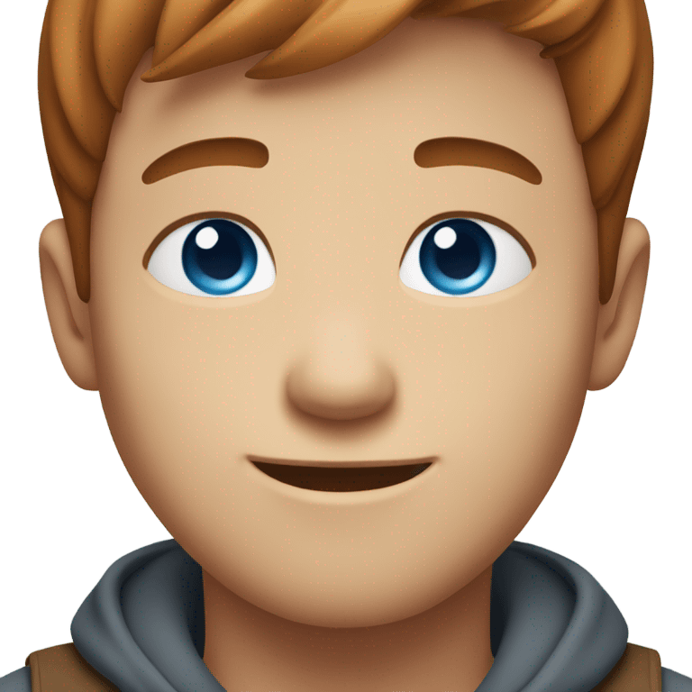 smiling boy with blue eyes brown hair red facial hair emoji