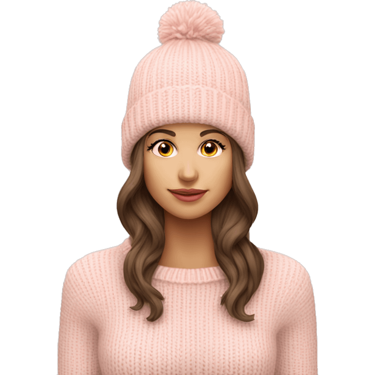 Pale blush pink winter knit cap isolated emoji