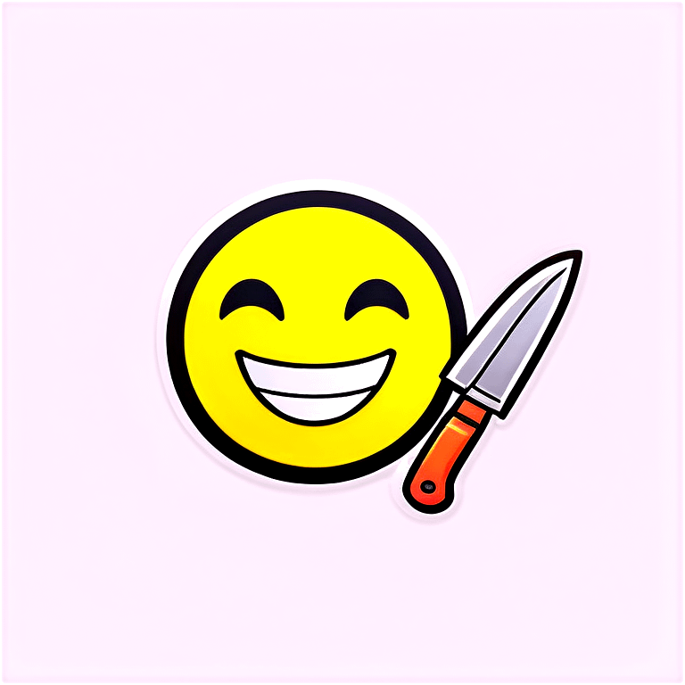 Smiling face emoji with knife emoji