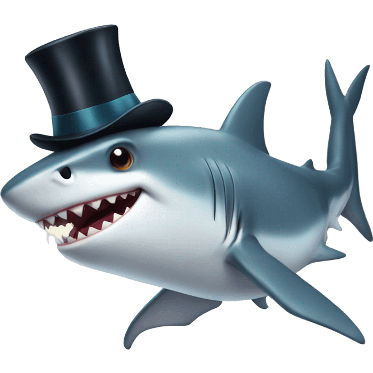 Shark with a top hat emoji