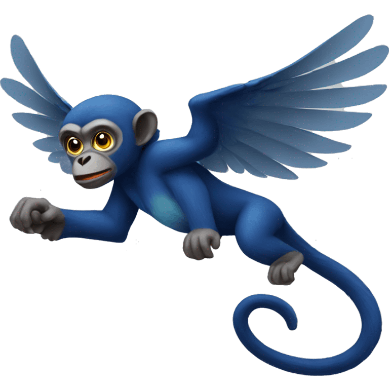 Dark blue flying monkey emoji