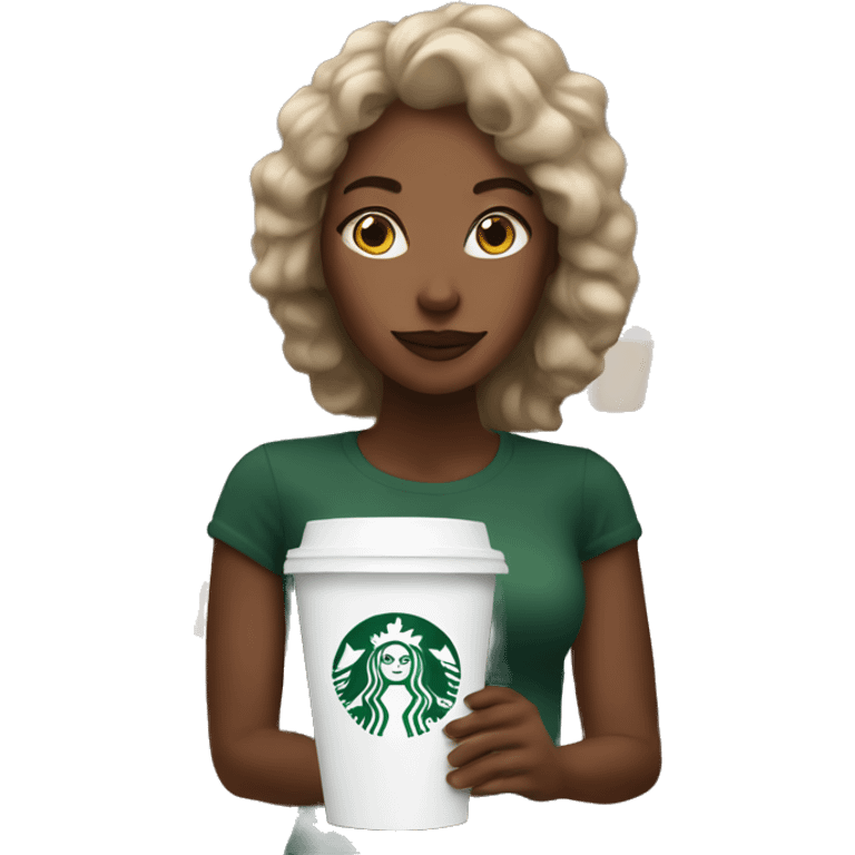 Black women with a Starbucks cup emoji