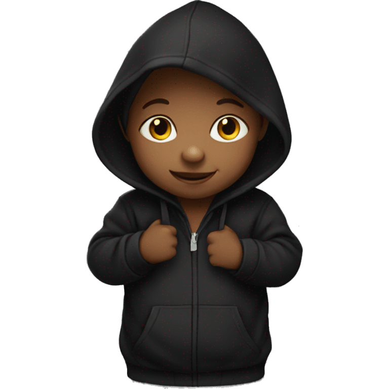 baby wearing black hoodie emoji