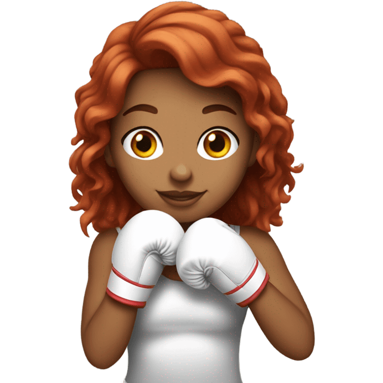 Boxing redhead Latina girl with white gloves emoji