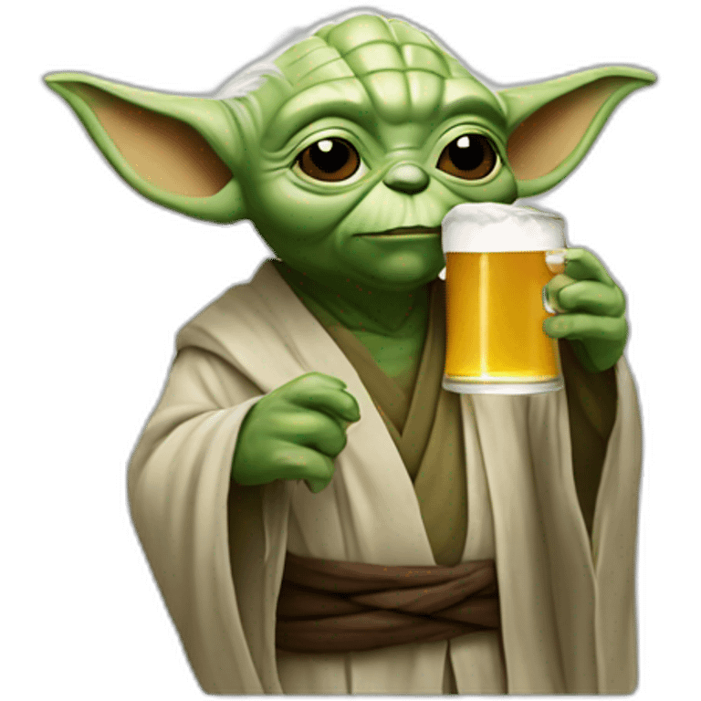 Yoda drinking a beer emoji