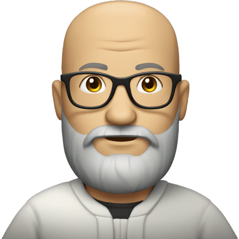 bald man with full beard and glasses reading bible emoji