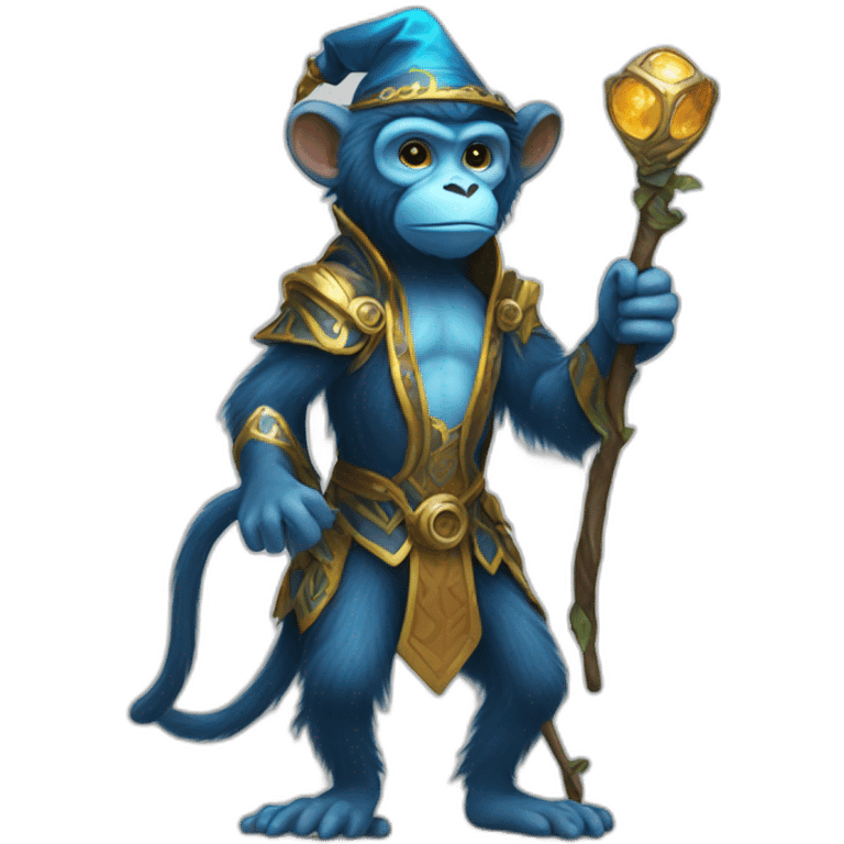  Blue Monkey wizard  with wand and walkingstick emoji