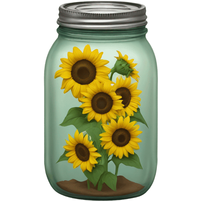 Ball jar with sunflowers in it emoji