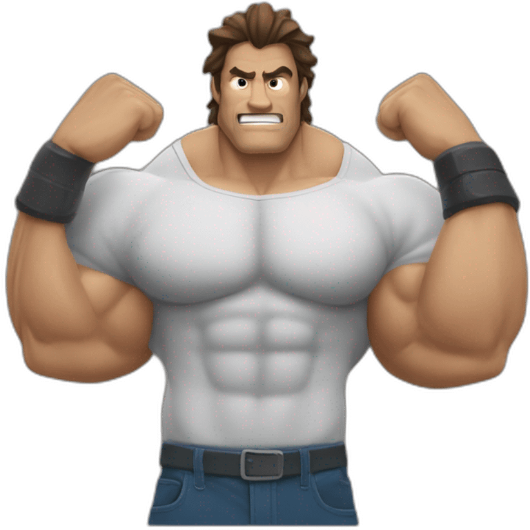 musclé-au-cheveux-bruns-double-biceps-tête-requin-démon emoji