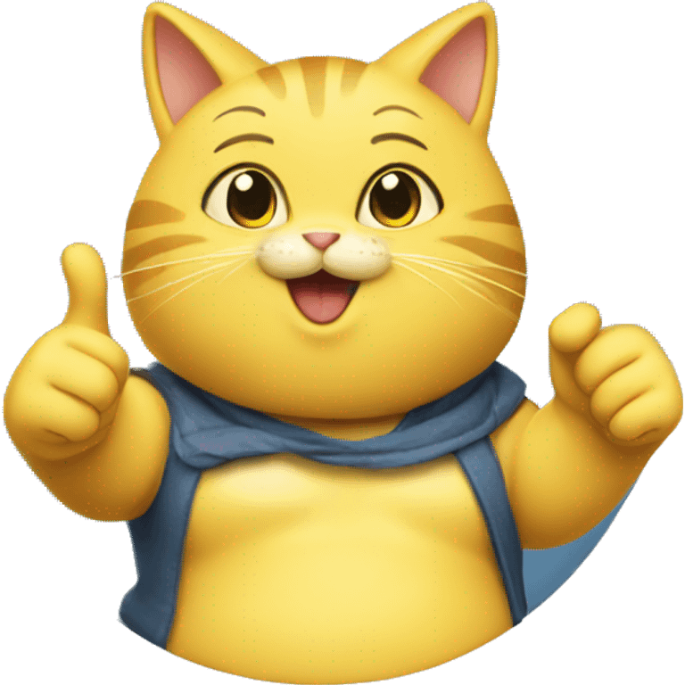 Fat yellow girl cat giving thumbs up emoji