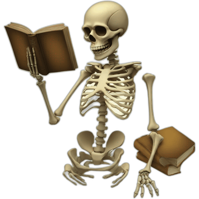 skeleton with book emoji