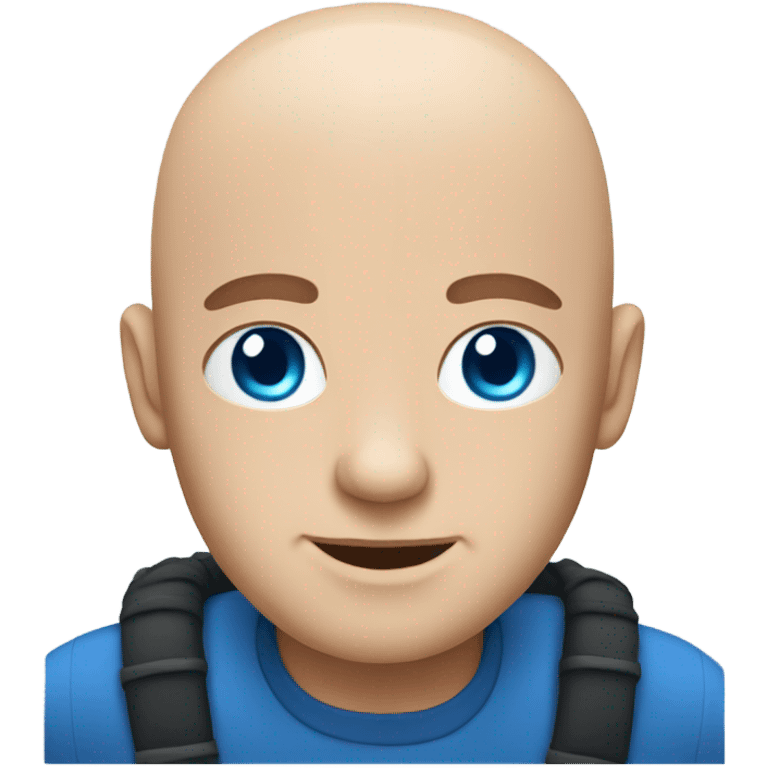 Bald man with blue eyes on a boat emoji