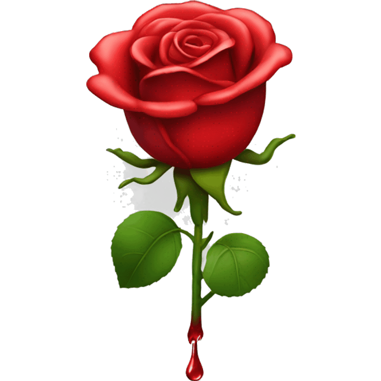 A red rose with dripping red liquid emoji