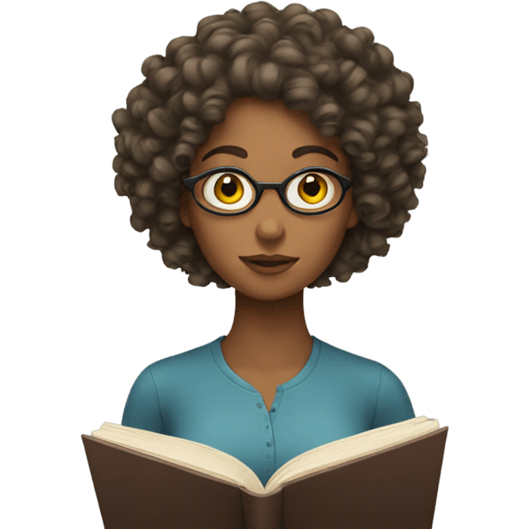 woman with curly hair reading emoji