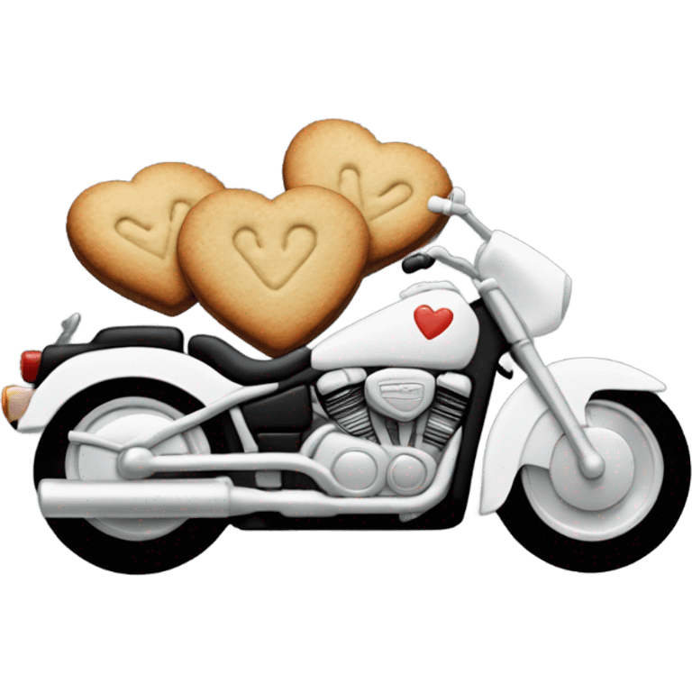 cookie heart with black motorcycle  emoji