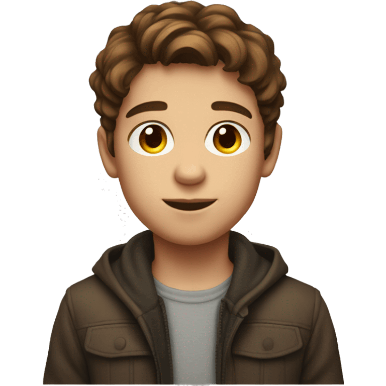 Brown-haired boy portrait close-up lighter skin emoji