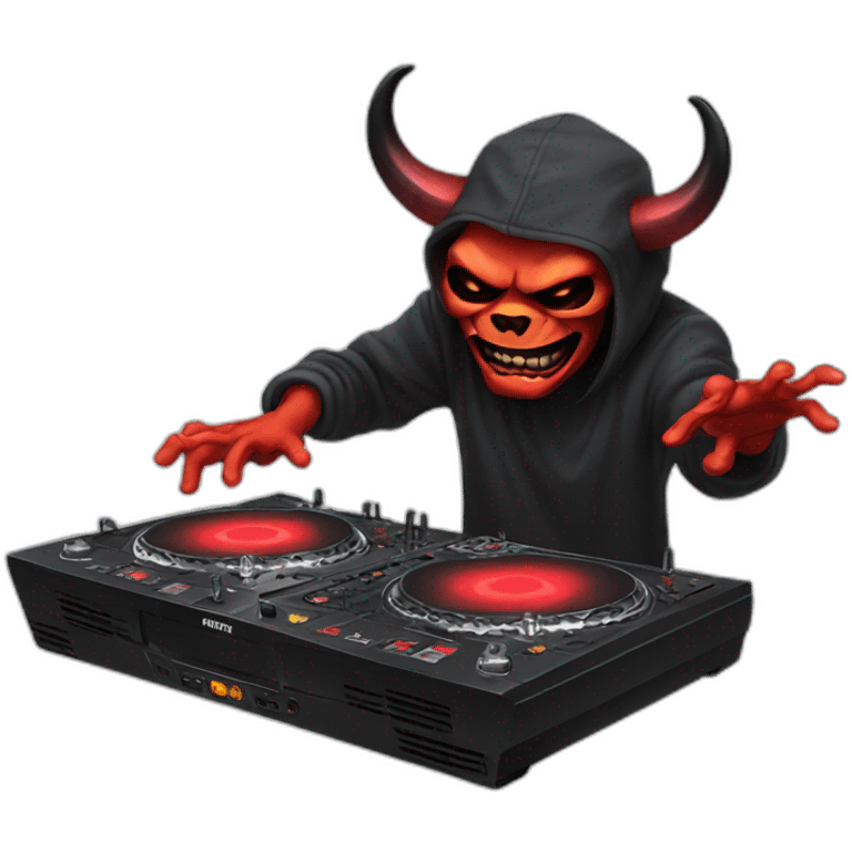 Demon Djing on double turn tables  emoji