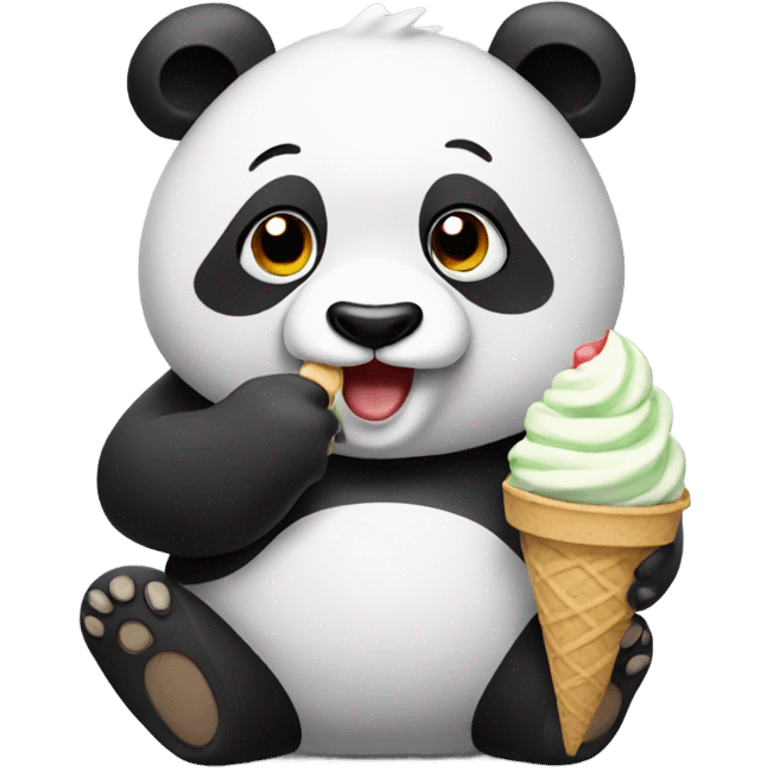 Panda eating ice cream emoji