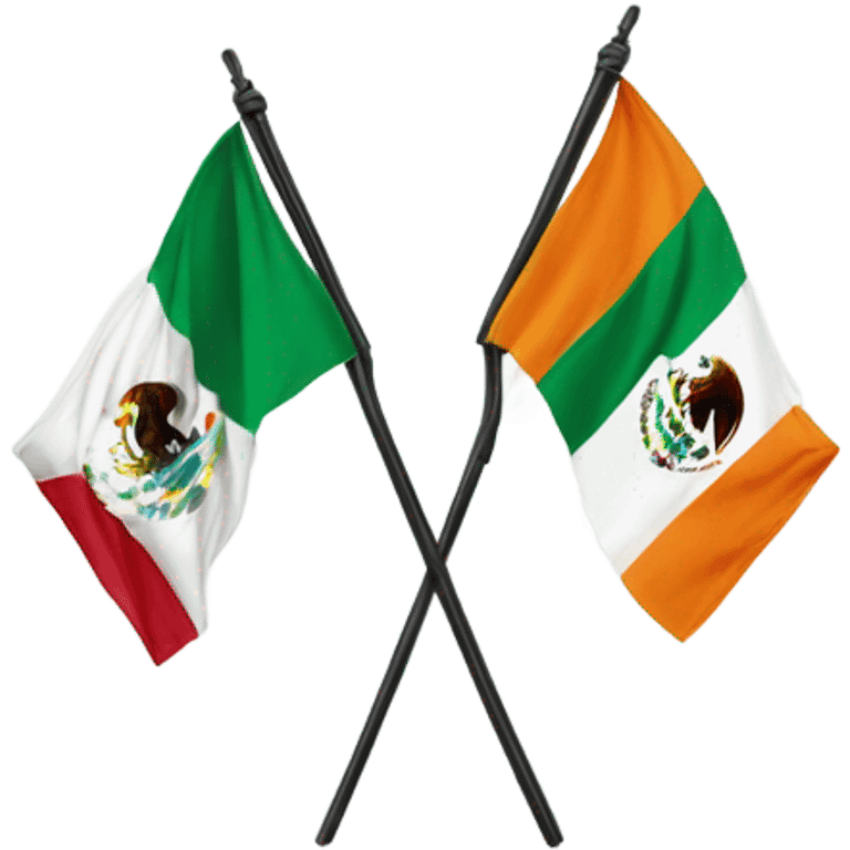 Mexican flag on pole crossed with irish flag on pole emoji