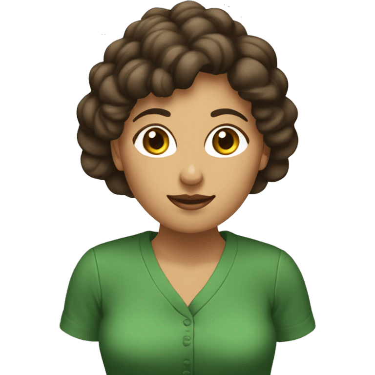 mujer morena, pelo marón ropa verde mostrar solo hasta el pecho emoji