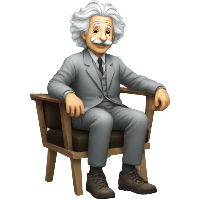 albert einstein super happy listening music while siting on the chair emoji