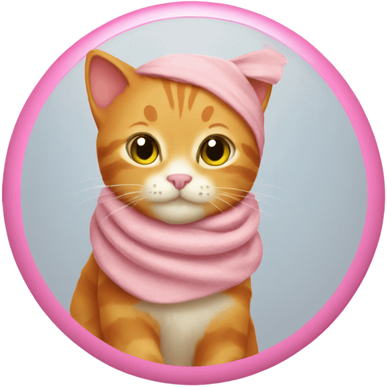 Cute ginger cat wearing pink scarf emoji