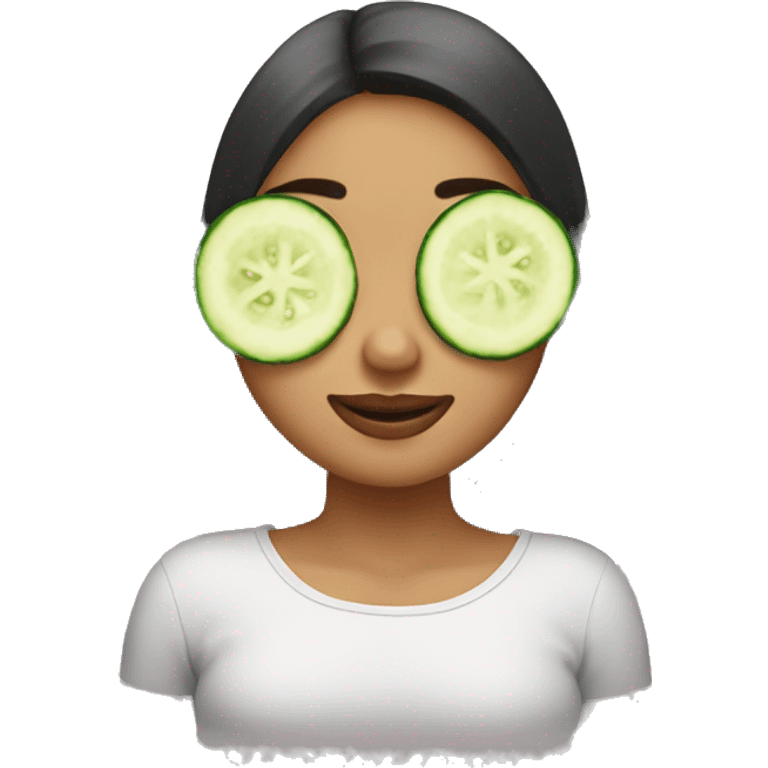 girl with cucumber over eyes relaxing  emoji