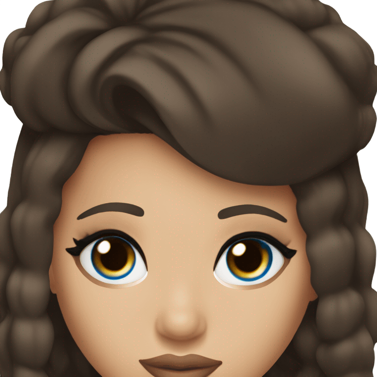 khloe kardashian with blue eyes and dark  brown hair  emoji