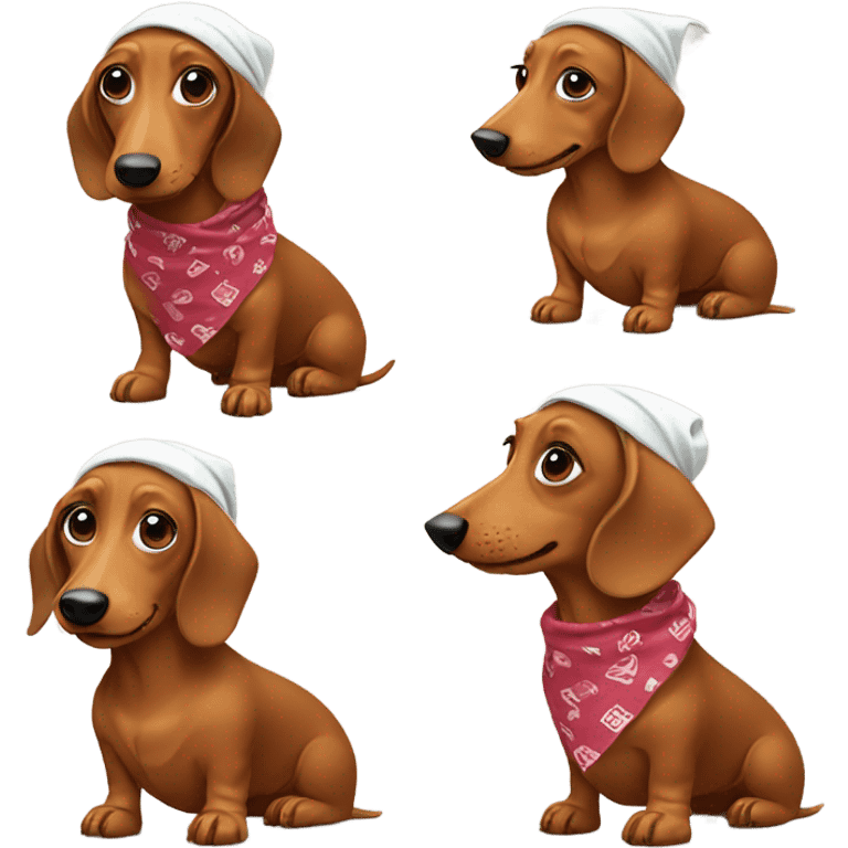 Dachshund wearing bandanna emoji