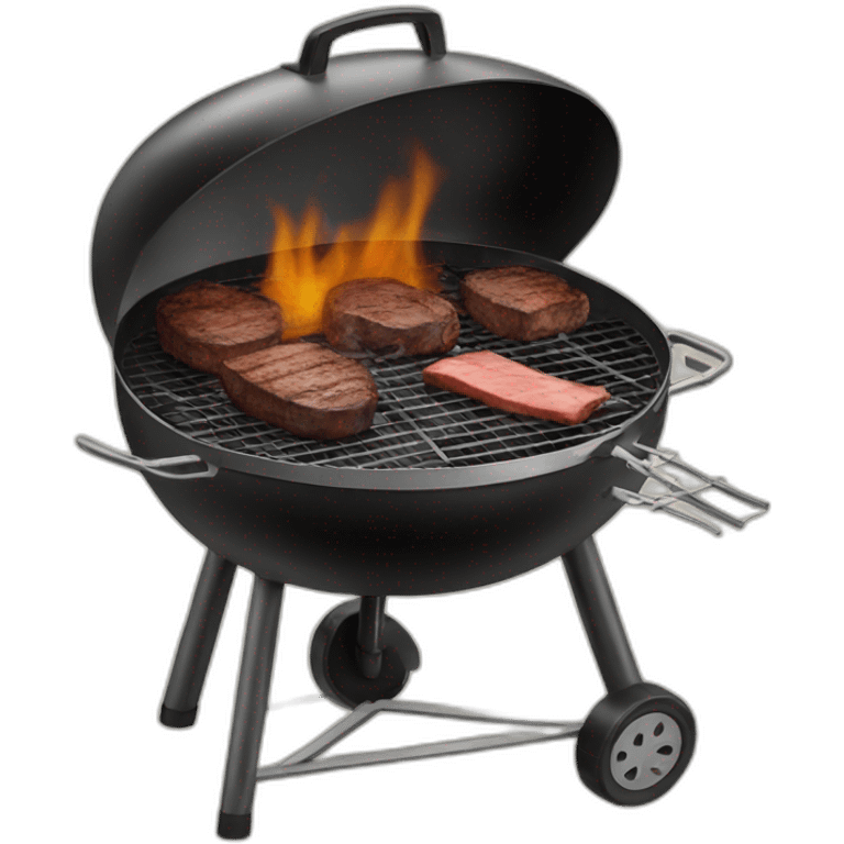 a black meat smoker grill in the backyard emoji