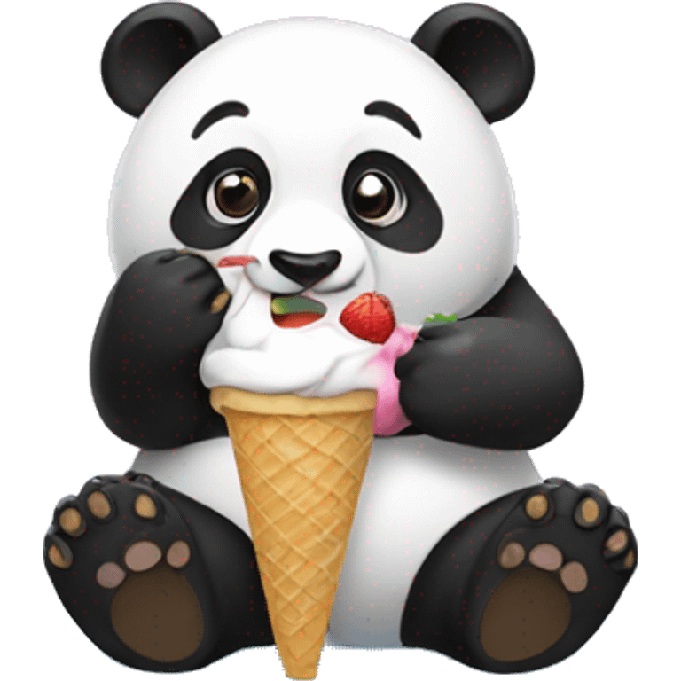 Panda eating ice cream emoji