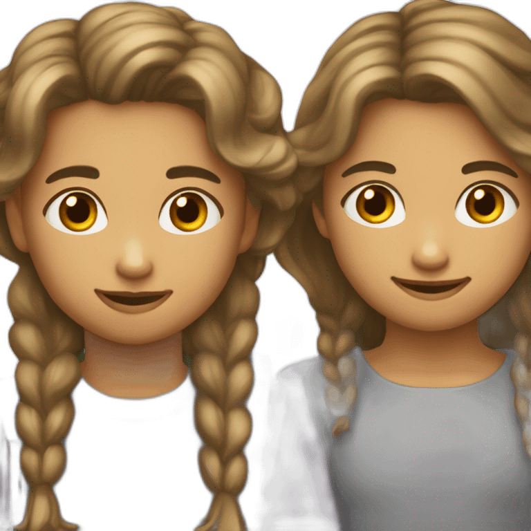 Gemelos 8 años niño pelo castaño claro y niña 8 años pelo castaño oscuro rizado emoji