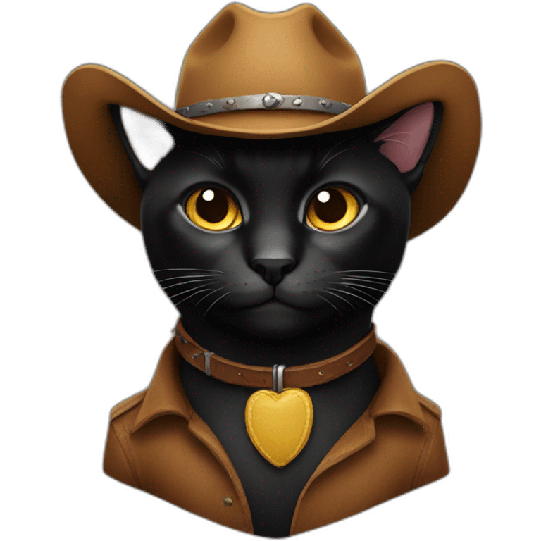 black cat wearing a cowboy hat emoji