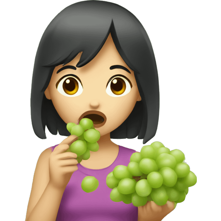 asian girl eating grapes emoji