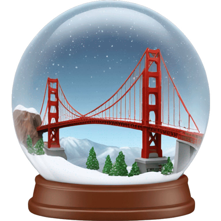 golden gate bridge snow globe, 4k, no background emoji